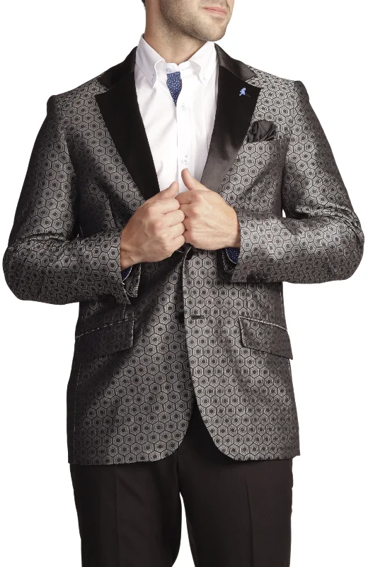 Silver Jacquard Geo Dinner Jacket