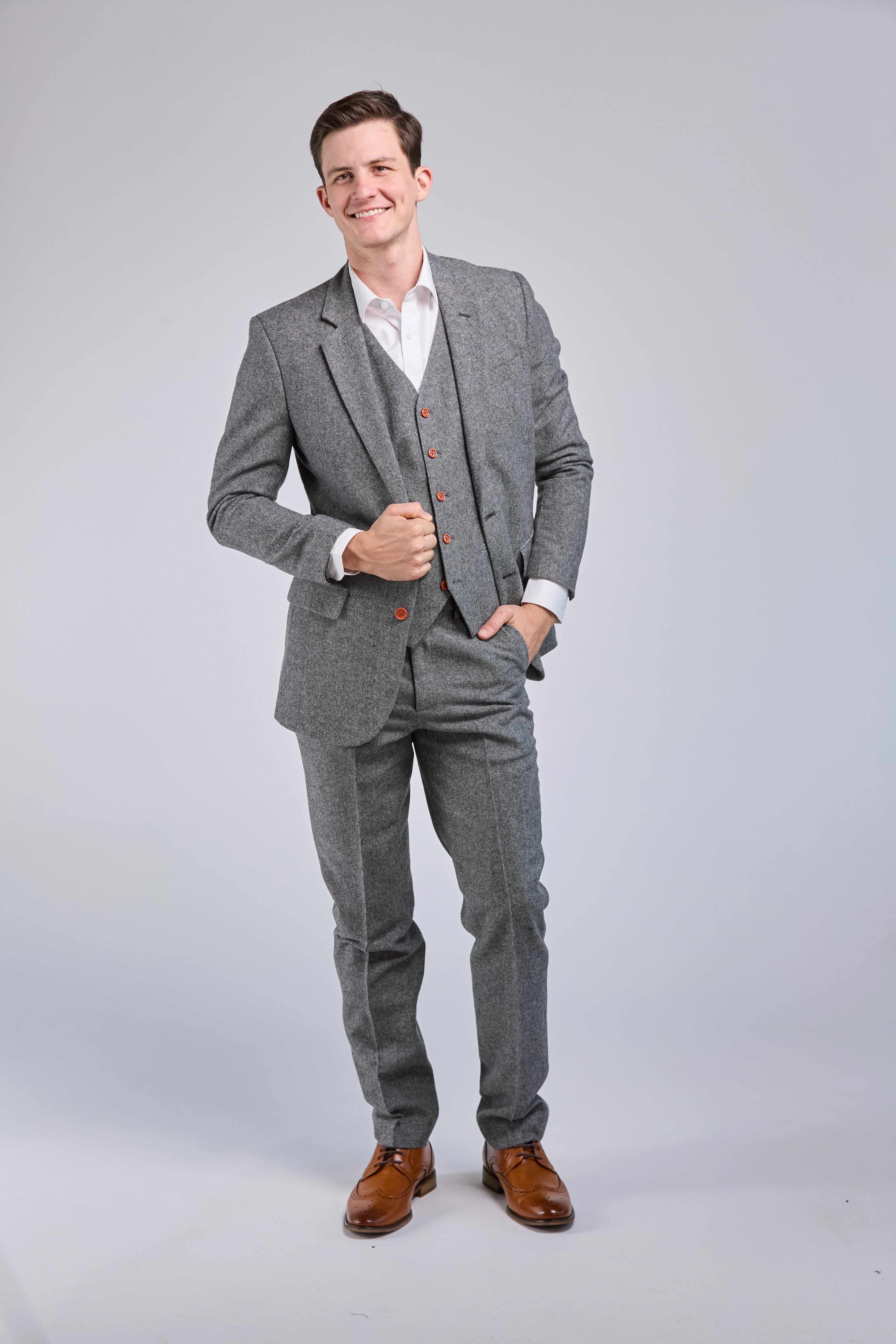 Grey Classic Tweed 3 Piece Suit