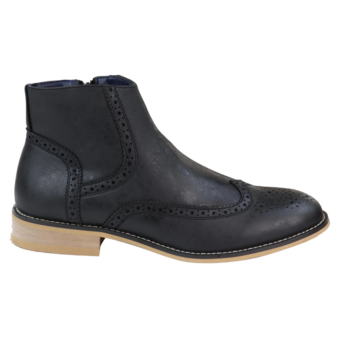 Mens Zip-Up  Brogue Boots