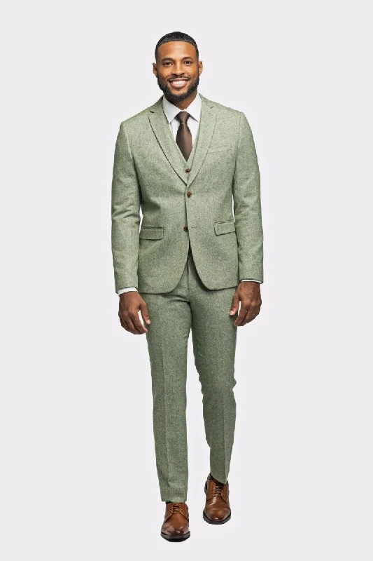 Light Green Tweed 3 Piece Suit