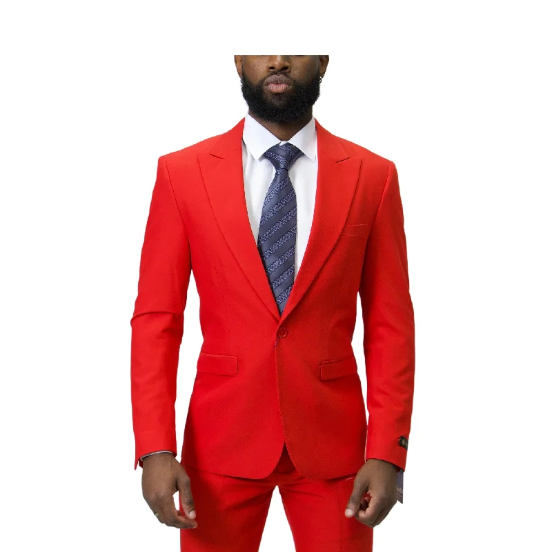 Royal Luxe Modern fit 1 Button Stretch Red