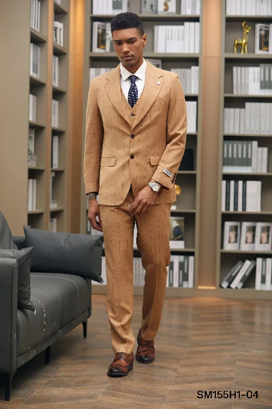 Rust Windowpane 3 PC Stacy Adams Suit