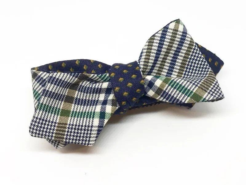 Glen Plaid and Diamond Dot Reversible Bow Tie