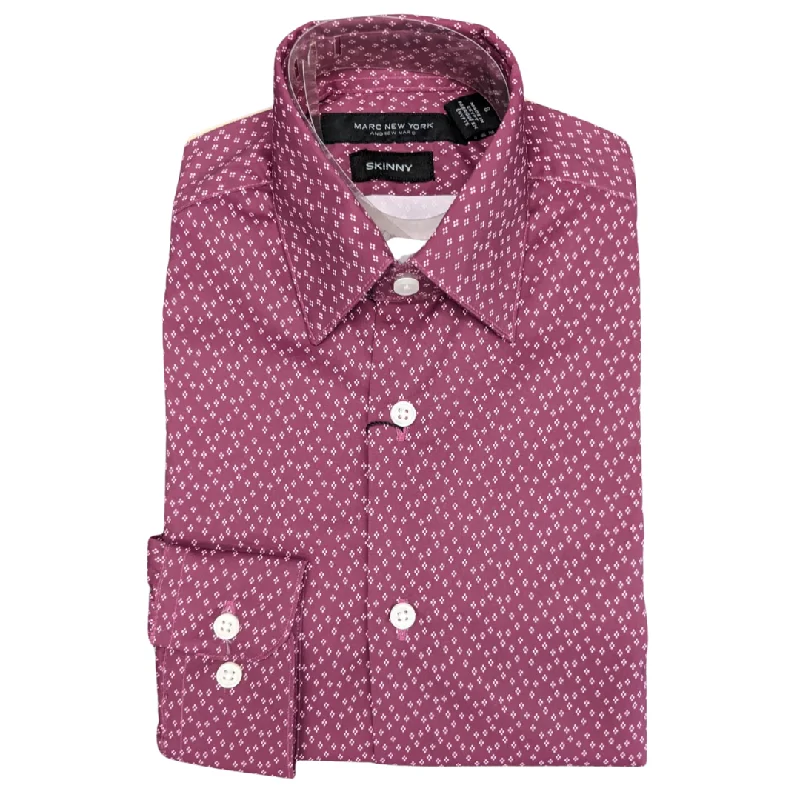 Marc New York Boys Skinny Burgundy Geometric Dress Shirt