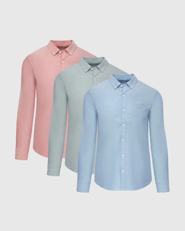 Spring Stretch Oxford Long Sleeve Shirt 3-Pack