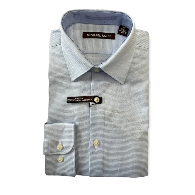 Michael Kors Boys Light Blue Tonal Cotton Dress Shirt