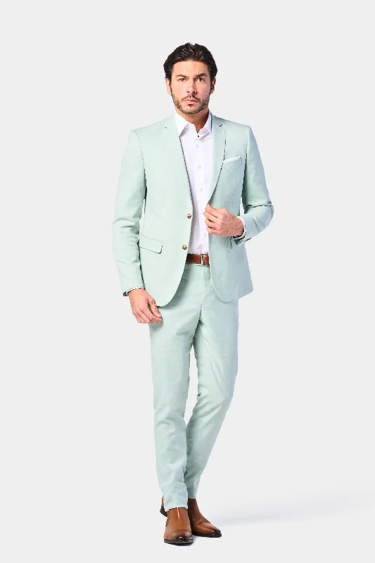 Light Sage Sharkskin 2 Button Suit