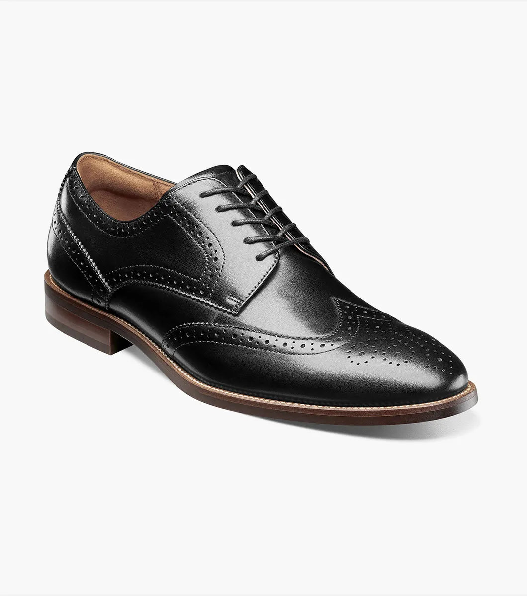 Florsheim Men Rucci Wingtip Oxford Cognac Shoes-Black