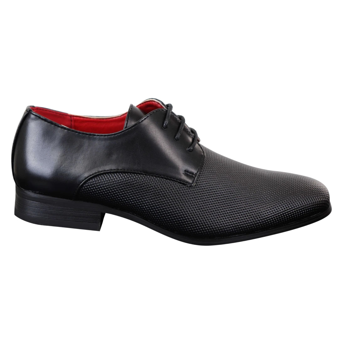 Men's Black Laced Faux Leather Shoes