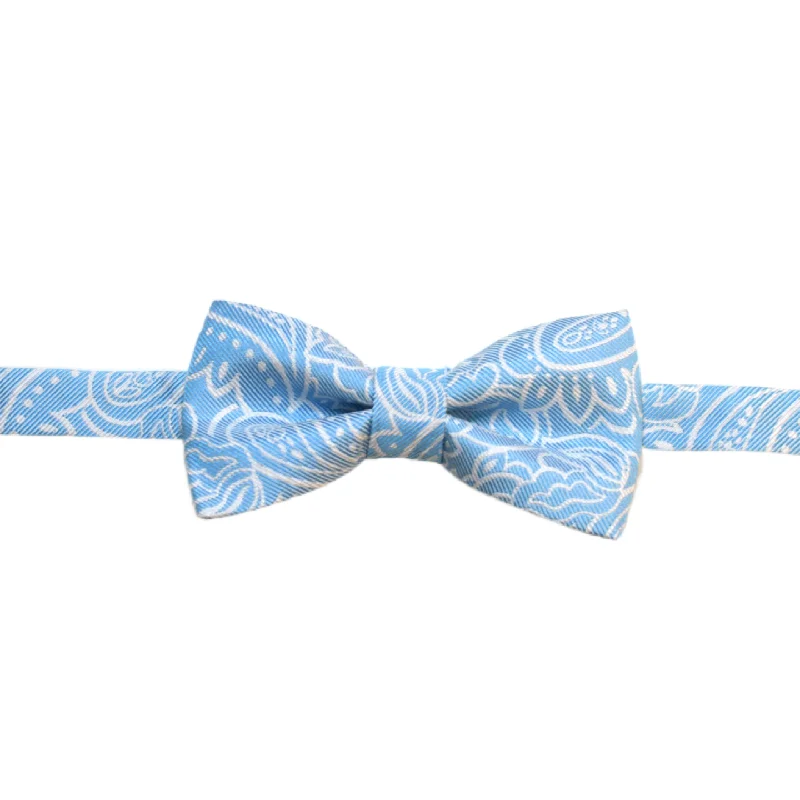 Light blue necktie with large white paisley