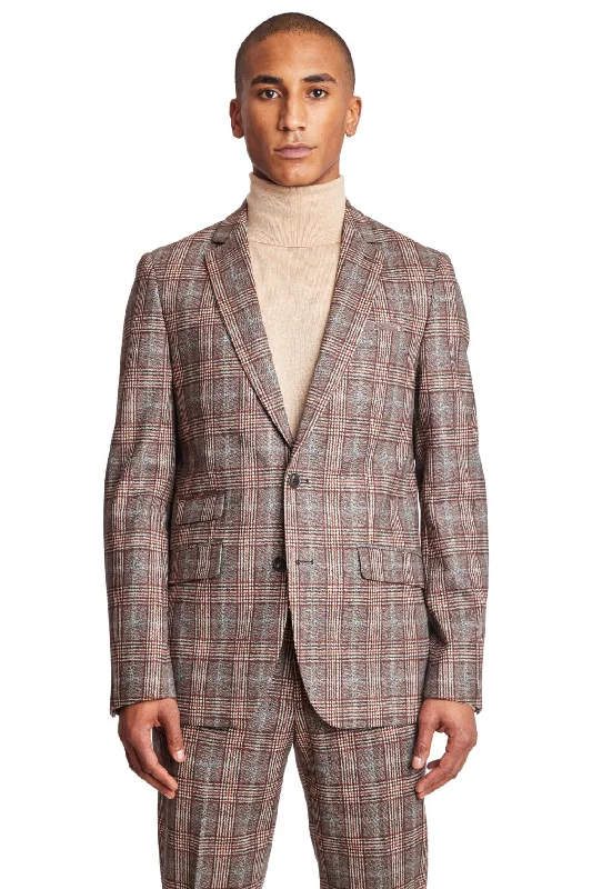 Dover Notch Jacket - slim - Brown Mint Plaid Knit