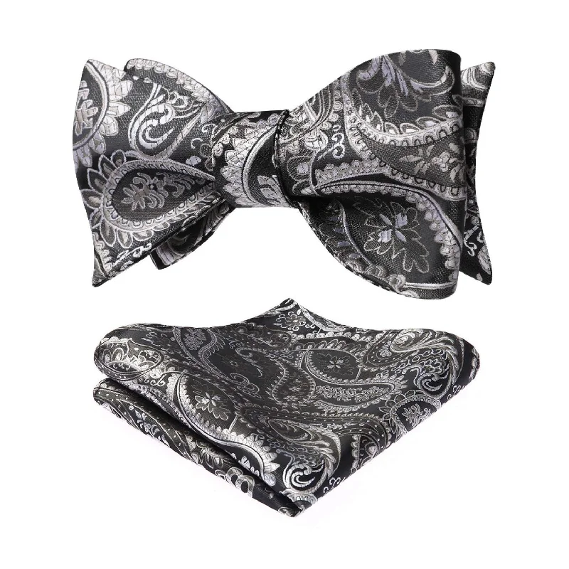 Paisley Bow Tie & Pocket Square - B-DEEP GRAY