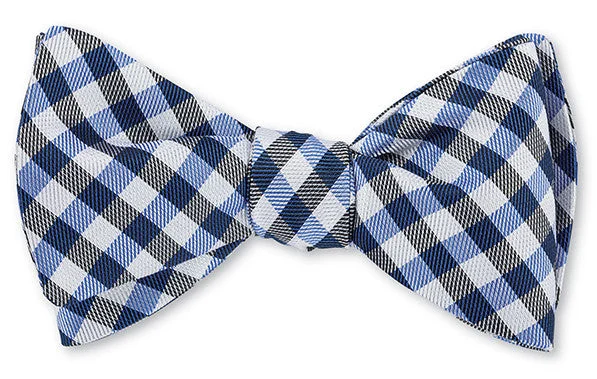 Blue/Black Claiborne Gingham Bow Tie - B3115