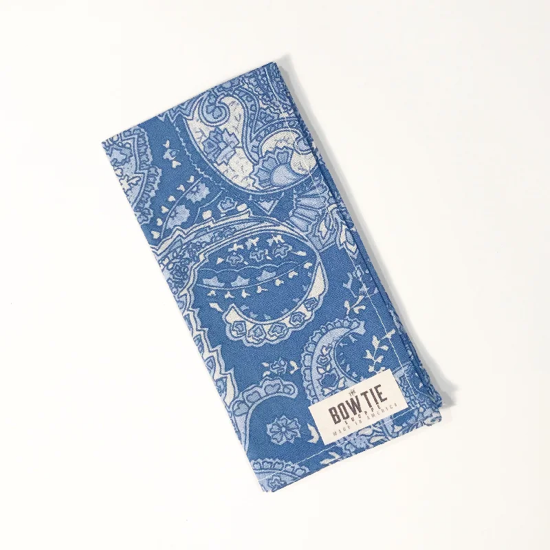 Blue Paisley Pocket Square