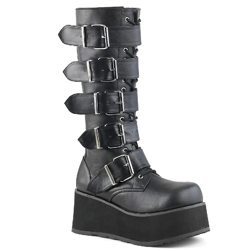 Wedge Knee High Boots Demonia TRASHVILLE 518 Boots Unisex Goth Punk EMO Platform