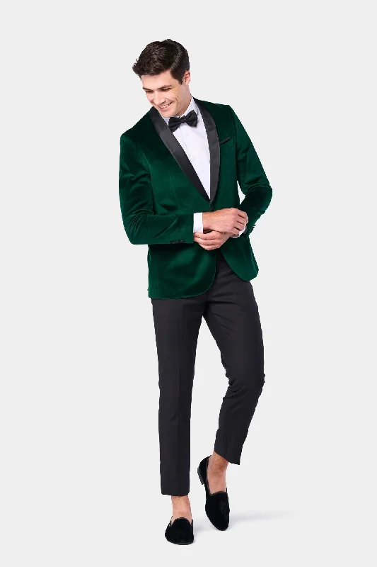 Green Velvet Shawl Lapel Tuxedo