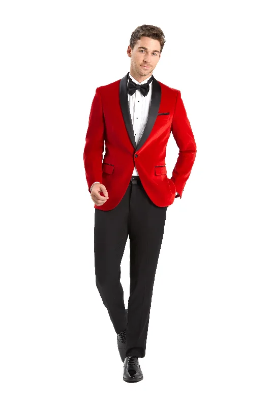 Red Velvet Shawl Lapel Tuxedo