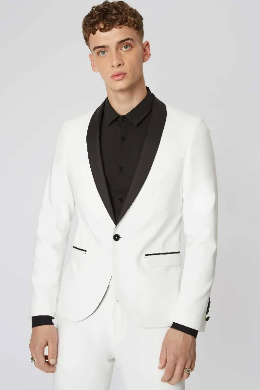 Brondesbury Skinny Fit White Tuxedo Jacket - ARCHIVE