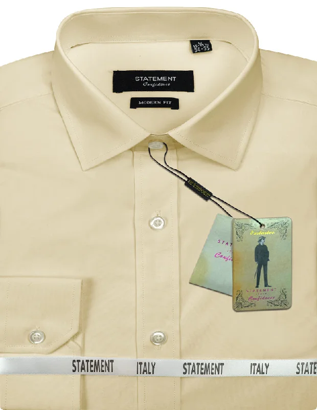 MODERN FIT TAN BASIC DRESS SHIRT