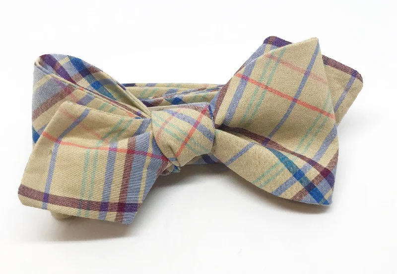 Tan Plaid Bow Tie