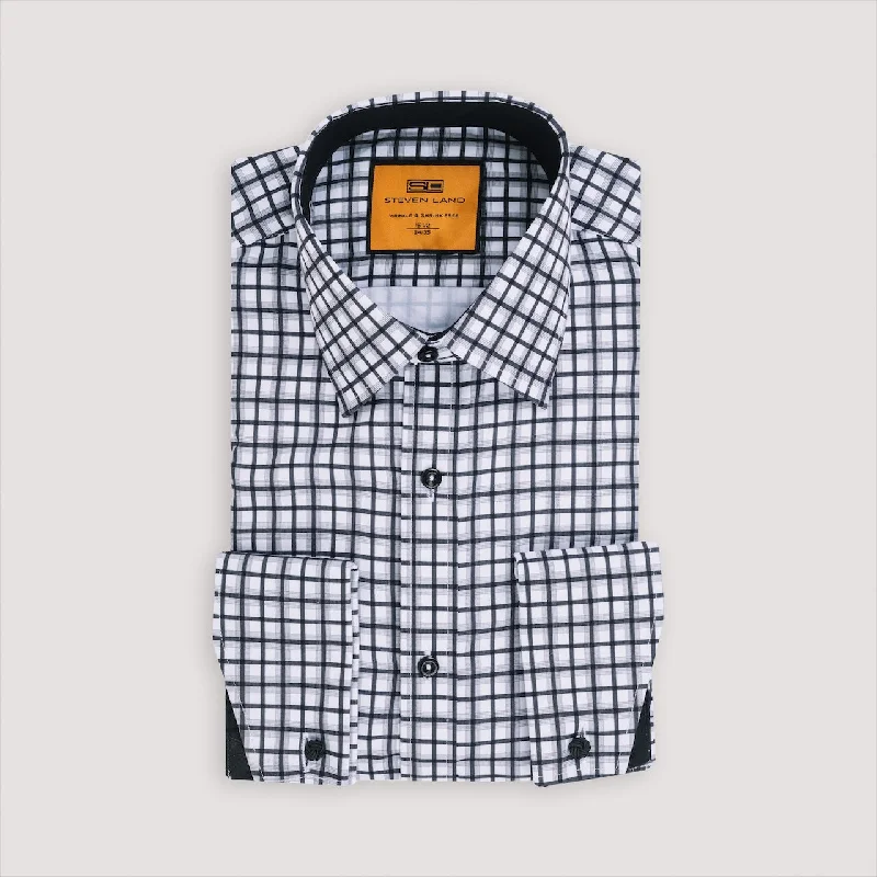 The Wide Plaid Dress Shirt | Classic Collar with Interior Contrast | Angled French Cuff