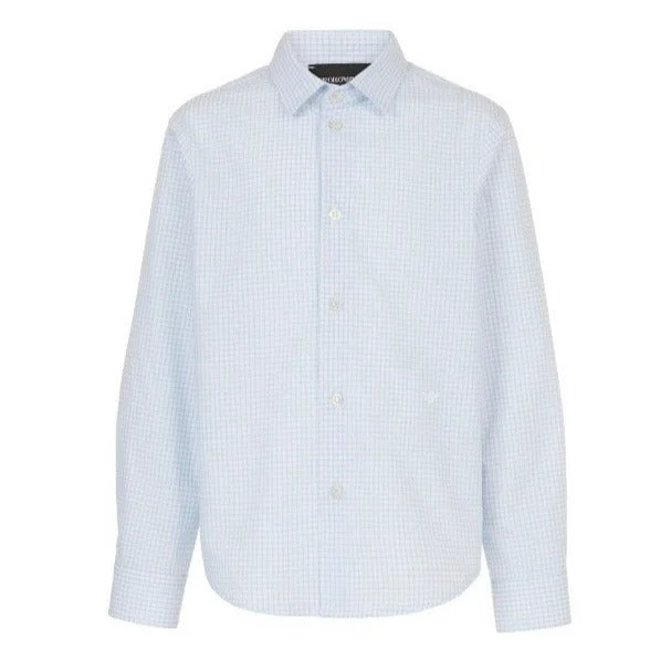 Emporio Armani Boys White Check Dress Shirt_ 3D4C09-4N89Z