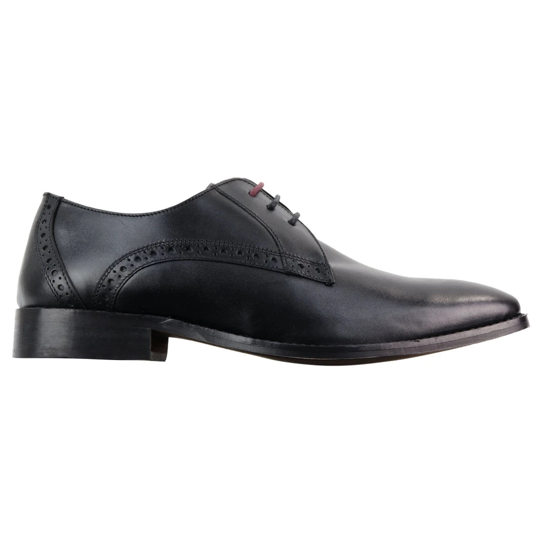 Mens Classic Laced Full Leather Derby Shoes Plain British Design Smart Casual