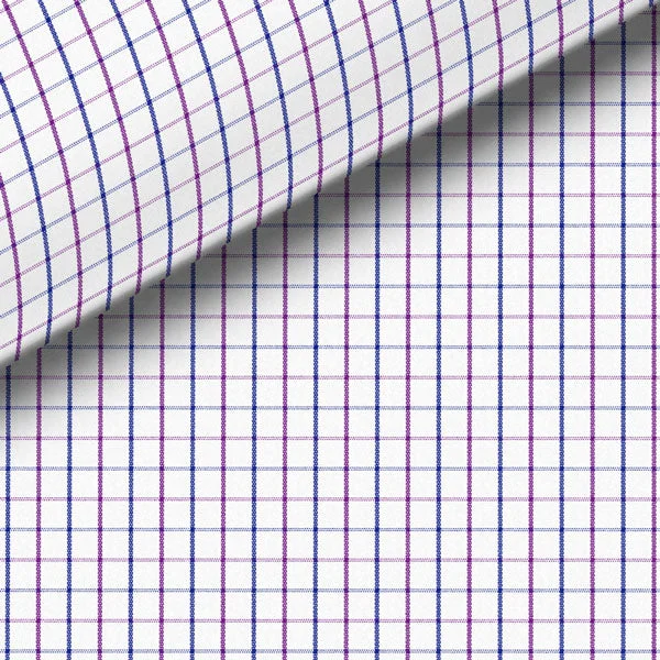 Navy Blue & Plum Check Broadcloth Dress Shirt