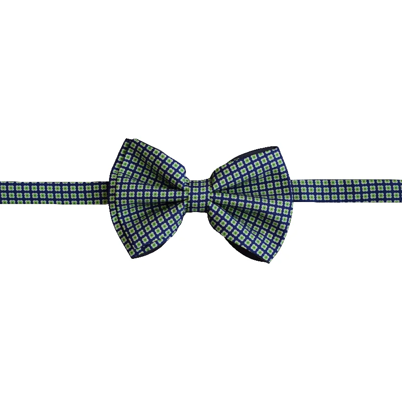 Blue bowtie with green flowers