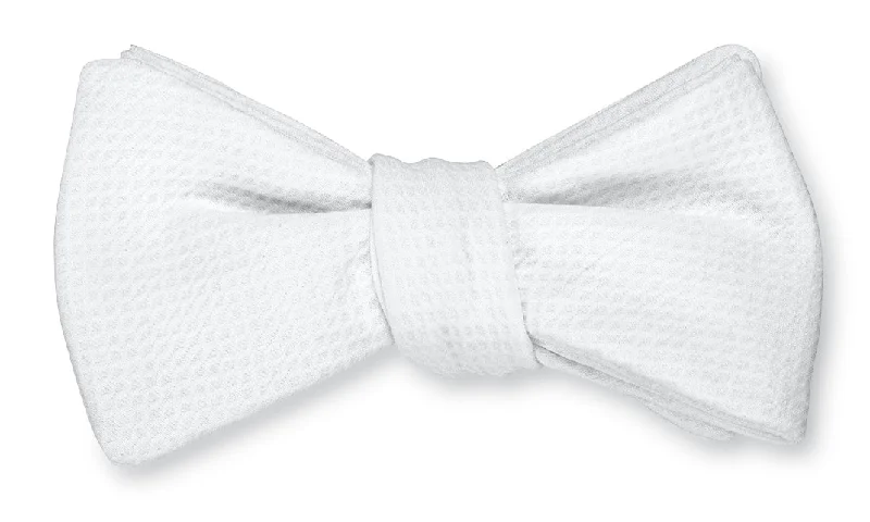 Formal White Cotton Pique Bow Tie - B594