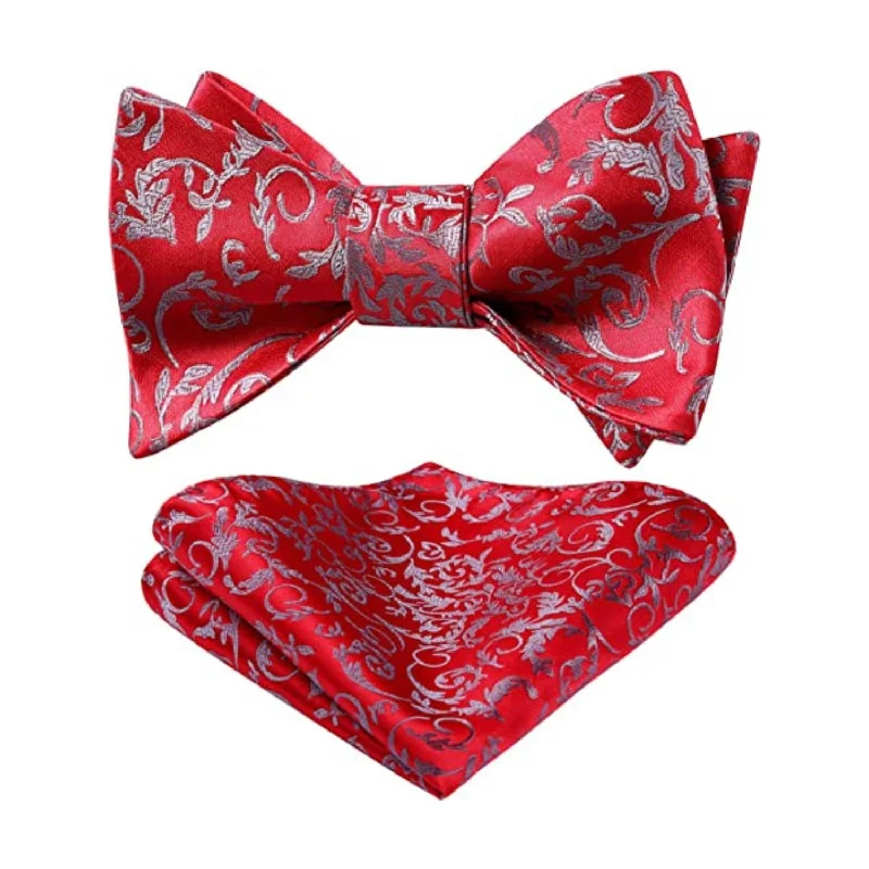 Floral Bow Tie & Pocket Square - A-RED PAISLEY