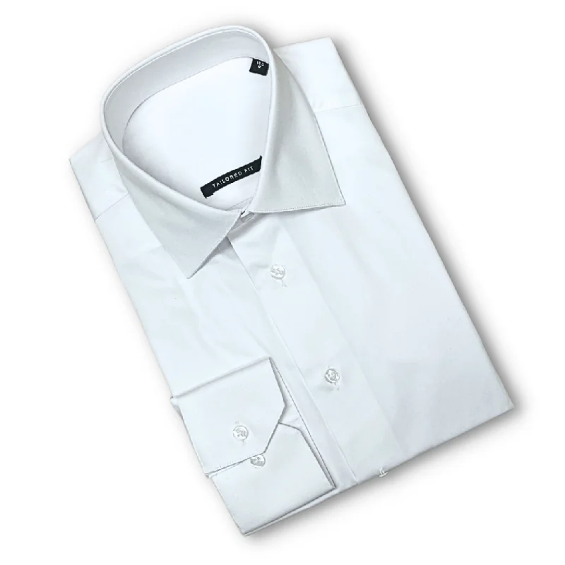 NorthBoys Mens Tailored Fit White Premium Cotton Dress Shirt