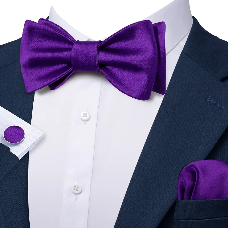 Ties2you Self Tie Bow Ties Violet Purple Solid Silk Mens Tuxedo Bow Tie Business Formal