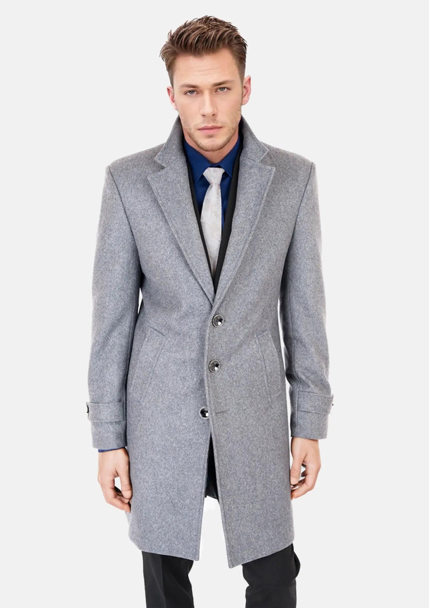 Light Grey Wool Classic Overcoat