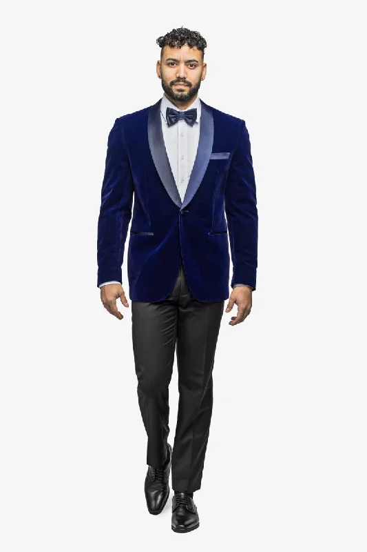 Indigo Blue Velvet Shawl Lapel Tuxedo