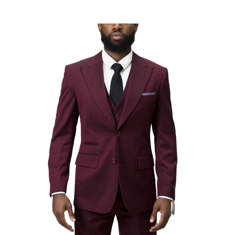 Royal Luxe Modern Fit Burgundy Vested Suit