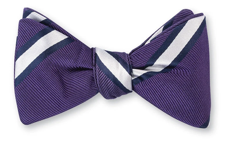 Purple Butler Stripes Bow Tie - B4912