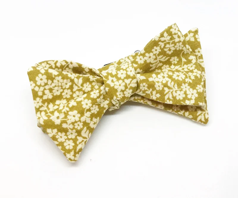 Mustard Floral Bow Tie