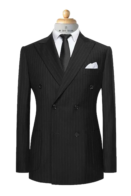 Sharp Black Pinstripe Suit - Classic, Stylish, and Perfect for Formal Events