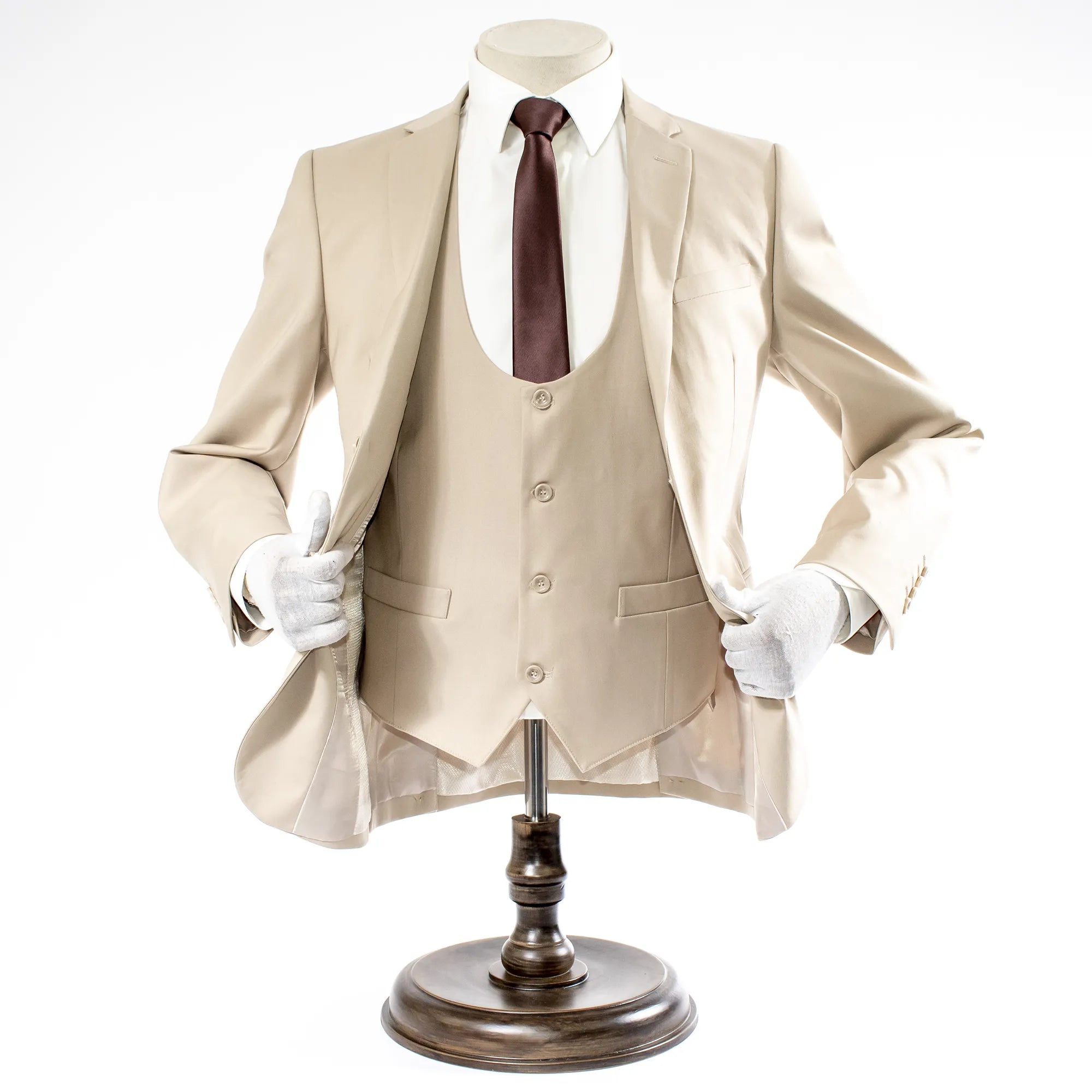 Alfredo | Beige Stretch 3-Piece Ultra-Slim-Fit Suit