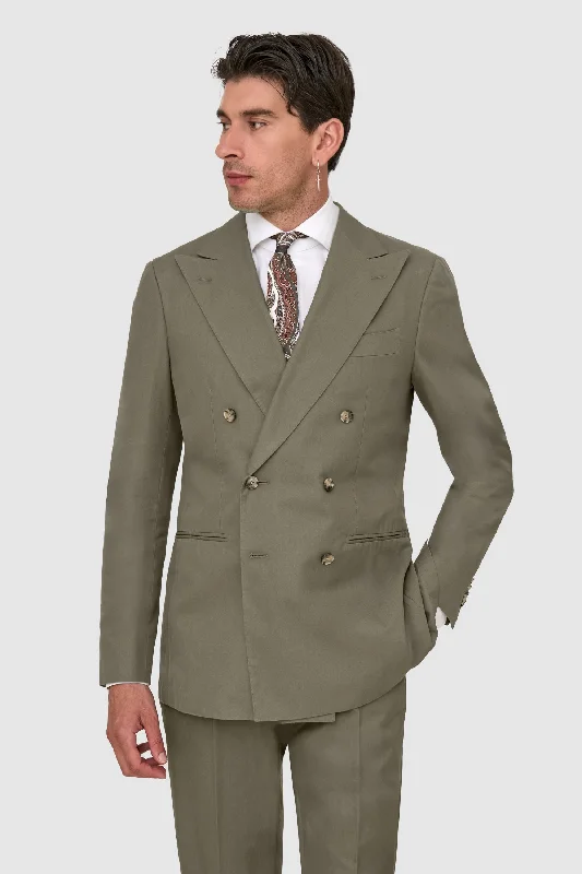 New Suitsupply Havana Desert Taupe Pure Cotton Unlined DB Suit - Size 38R, 40R, 42L