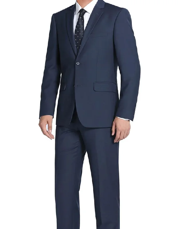 Bevagna Collection - Blue 100% Virgin Wool Regular Fit Pick Stitched 2 Piece Suit