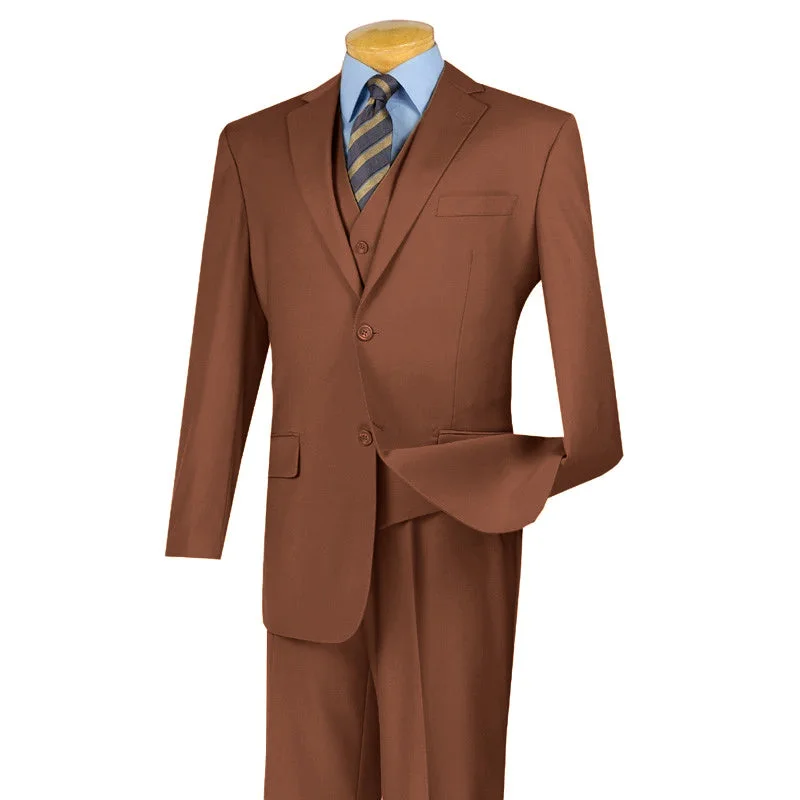 Morgan Collection - Regular Fit 3 Piece Suit 2 Button Cognac