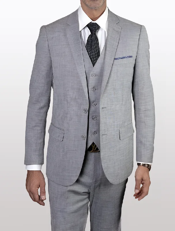 Statement Men's Dusty Grey 100% Wool Slim Fit Suit