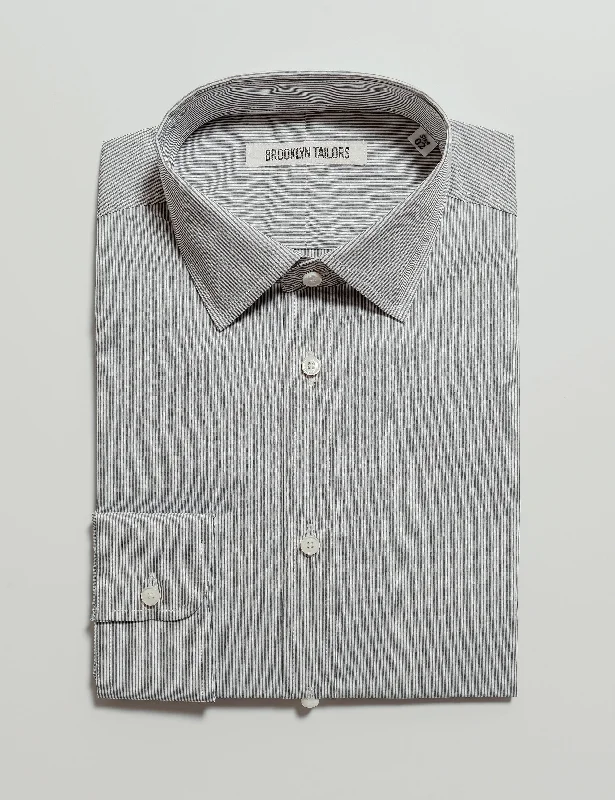 BKT20 Slim Dress Shirt in Narrow Stripe - Charcoal