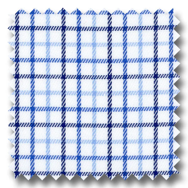 Light Blue, Blue and Navy Check Twill - Custom Dress Shirt