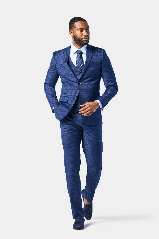 Blue and Black Mini Check 3 Piece Suit