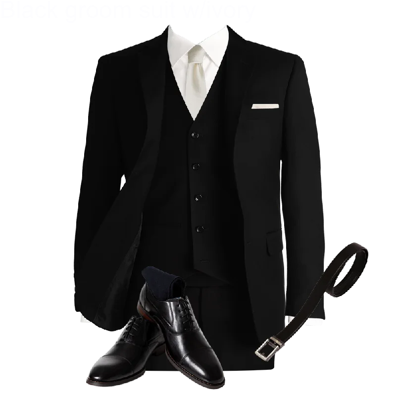 Black groom suit w/ivory