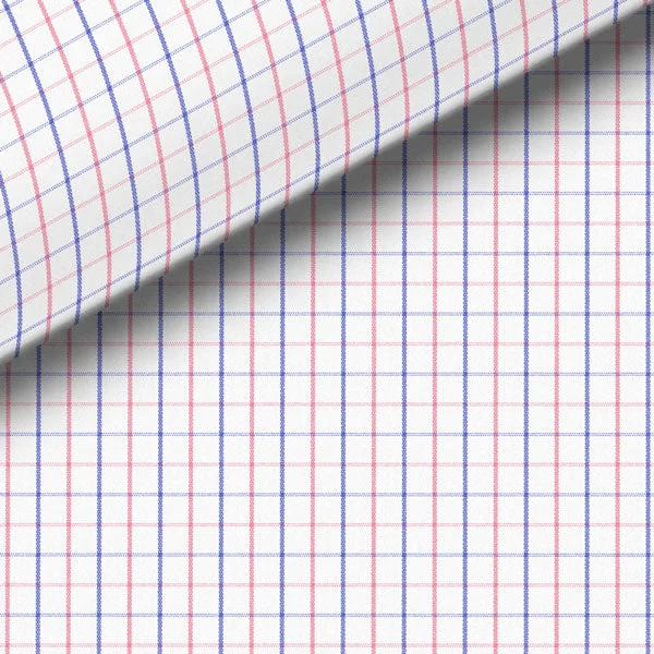 Blue & Pink Check Broadcloth Dress Shirt