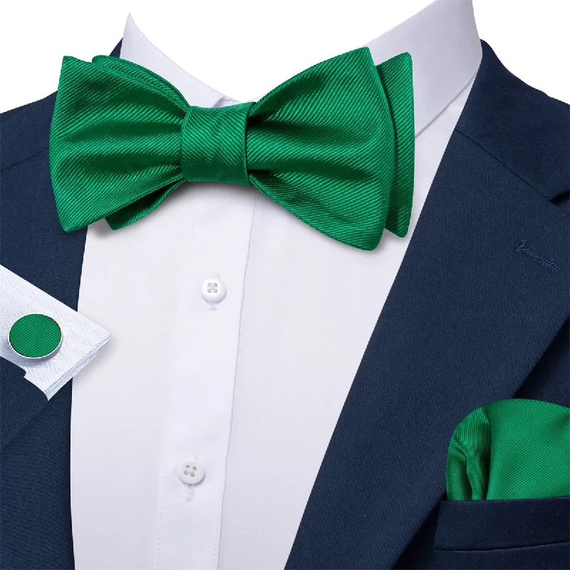 Ties2you Self Tie Bow Ties Emerald Green Striped Silk Mens Tuxedo Bow Tie Business